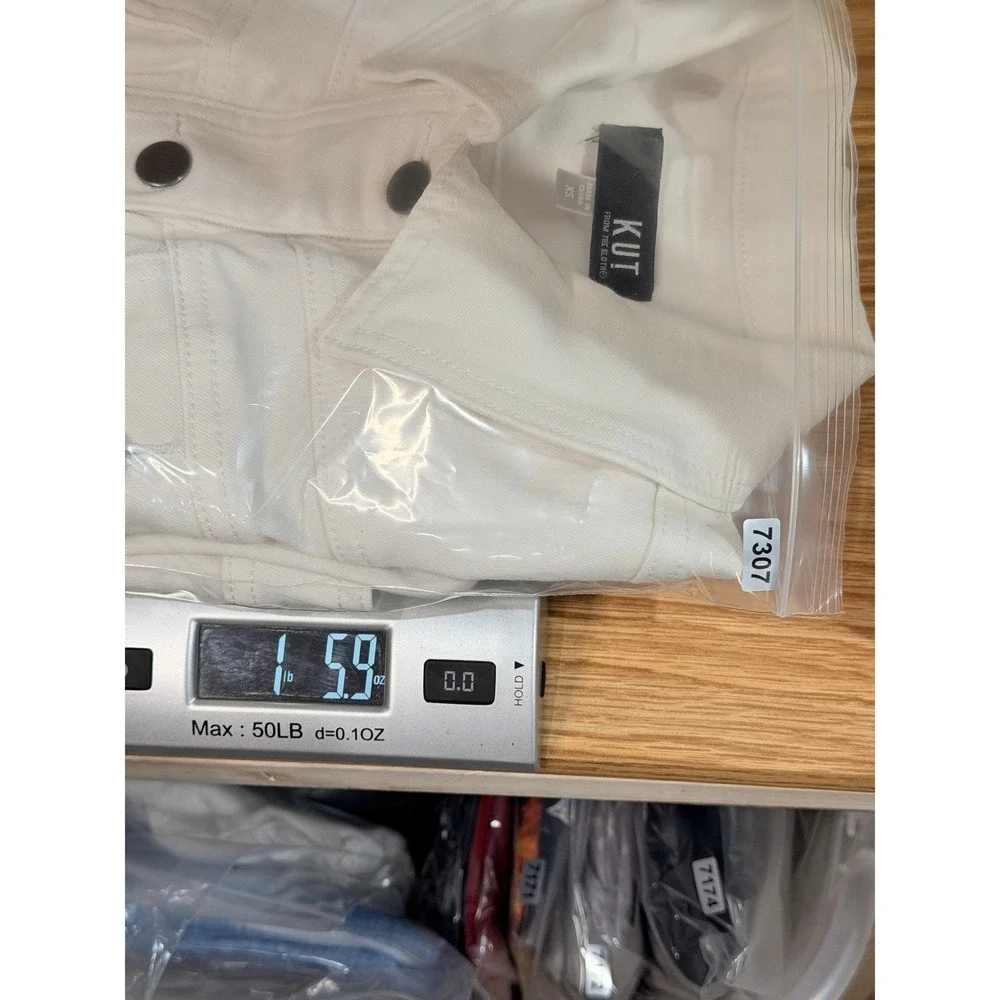 Kut from‎ the Kloth Rene Jacket Womens XS White Denim Trucker Cotton Stretch